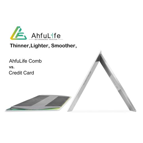 AhfuLife Metal Hair&Beard Comb - EDC Credit Card Size Comb Perfect for Wallet and Pocket - Anti-Static Dual Action Beard Combs - Presented in Gift Box (Stainless Steel Combs)