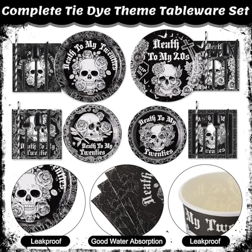 Black and White Gothic Tableware Set for 50 Guests - Death to My 20s Variation