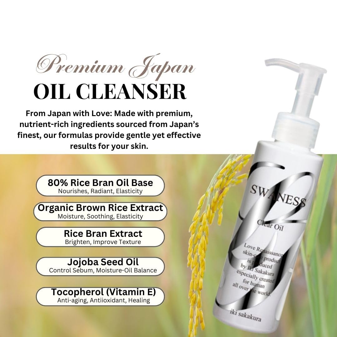 SWANESS Clear Oil Cleanser - Japanese Premium Skincare for Anti-Aging & Deep Pore Cleansing