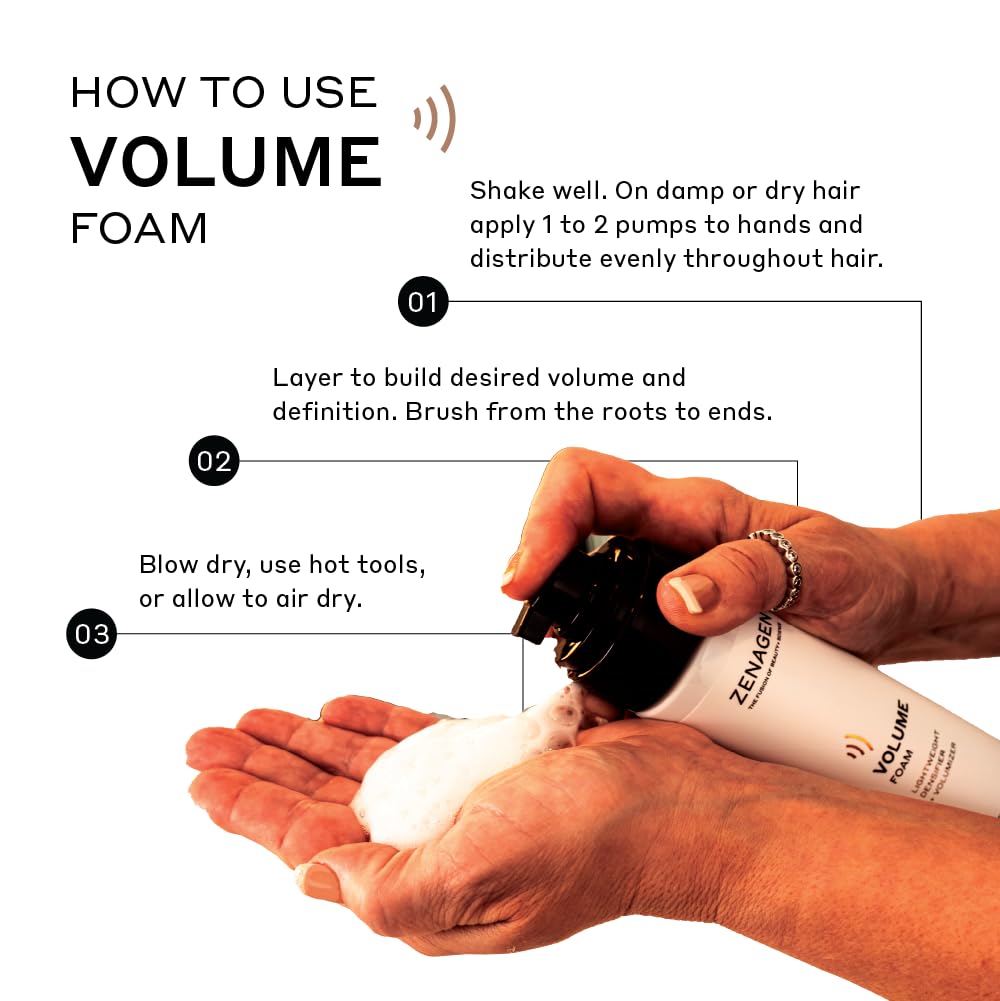 ZENAGEN Volume Foam - Lightweight Densifier & Volumizer for All Hair Types | Boosts Volume, Nourishes & Strengthens Hair