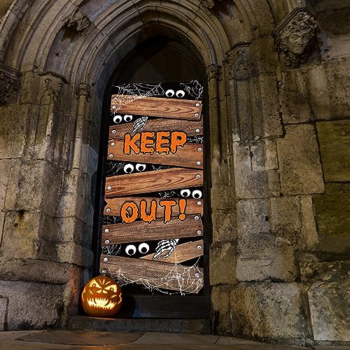 Halloween Door Cover Large Fabric Decor for Front Door & Porch - Spooky Party Sign
