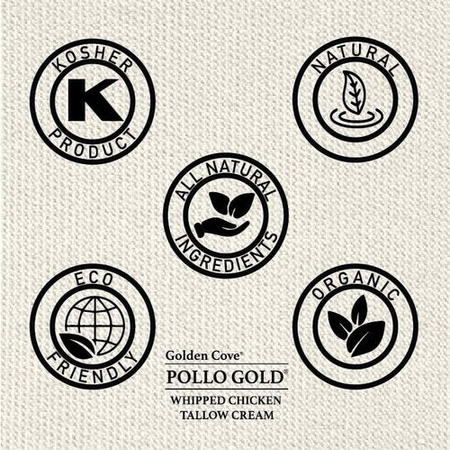 Pollo Gold Whipped Chicken Tallow Cream – Collagen-Rich Organic Face & Body Moisturizer with Olive & Essential Oils | Handmade in USA | For All Skin Types – 2 oz (Vanilla Bean)