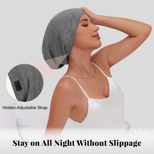 Kafteri 2 PCS Satin Silk Bonnet for Sleeping Women,Double Layer Hair Wrap Sleeping for Women Men, Silk Satin Lined Beanie Sleep Cap for Curly Hair Adjustable