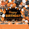62pcs Orange and Black Birthday Party Decorations Balloon Kit with Banner & Foil Balloons