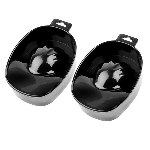 AUEAR, 2 Pack Manicure Bowl Nail Soaking Art Hand Soak Treatment Bowls Tray for SPA Tools (Black)