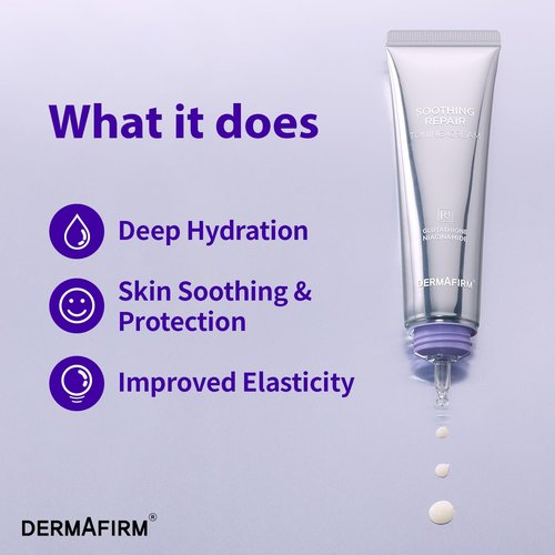 Dermafirm Soothing Repair Toning Cream - Korean Skin Care Moisturizer Face Cream w/Niacinamide, Bakuchiol, Glutathione & 8x Hyaluronic Acid - Vegan Glowing Skin Firming Cream (1.69 fl oz)