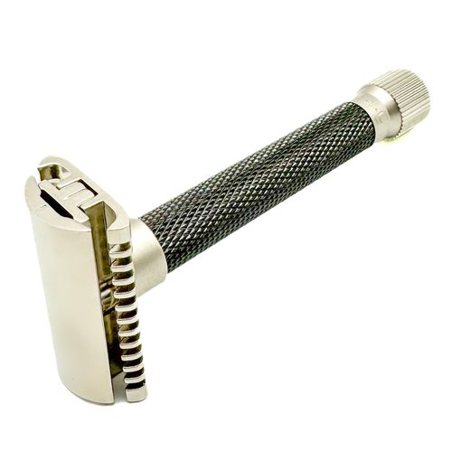 Parker Adjustable Double Edge Safety Razor - Customize Your Shave from Mild to Aggressive | 5 Blades Included (Graphite Gray)
