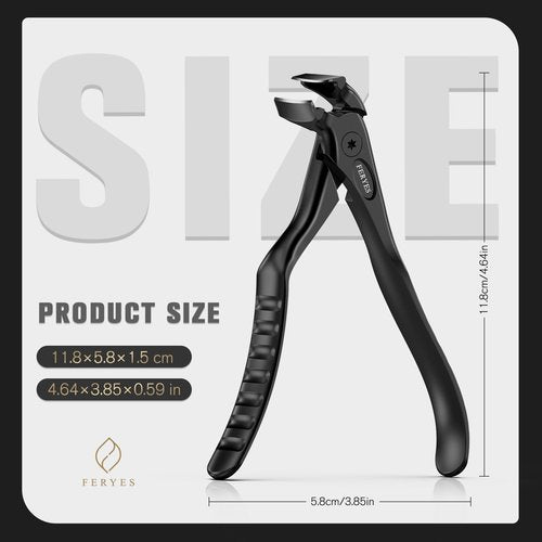 FERYES Ergonomic Non-Slip Long Handle Nail Clippers for Seniors, Unique Angled Head Curve Wide Jaw Opening Toenail Clipper with Catcher for Thick Toenails and Fingernails