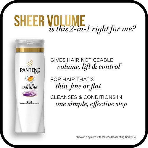 Pantene Pro-V 2 in 1 Shampoo & Conditioner - Sheer Volume with Collagen, 12.6 Ounce