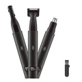 Nose and Ear Hair Trimmer for Men - Rechargeable Eyebrow Face Shaver - Nasal Hair Clippers 3 in 1 Painless Eye Brow Facial Hair Beard Razor for Sideburns Dual-edge Blades 6500 RPM Easy Cleansing