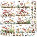 8 Sheets Mushroom Window Stickers - Translucent Waterproof Wall Decals for Bedroom Home & Restaurant