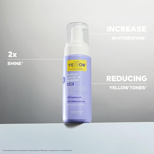 Alfaparf Milano Yellow Professional Silver - Purple Leave-In Mousse for Cool Blonde & Gray Hair - 5.41 fl oz