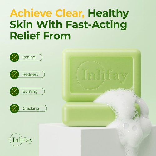 Inlifay Antifungal Soap Bar for Men: Anti Fungal Skin Soap for Athlete's Foot, Jock Itch, Ringworm - Tea Tree Fungus Soap for Active People Daily Body Cleansing