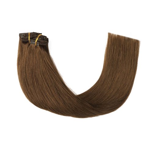 Sindra Human Hair Clip in Hair Extensions, 4 Chocolate Brown Clip in Hair Extensions Real Human Hair for Women, 14inch 100g 6Pcs Remy Natural Human Hair