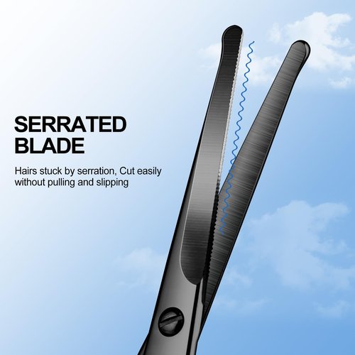 Lobodt 4.1inch round-headed stainless steel small scissors, suitable for trimming facial hair, nose hair, eyebrows, eyelashes, beards, personal care and salon beauty salons (black)