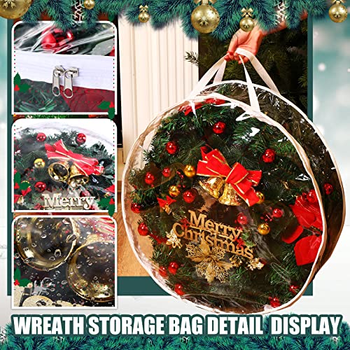 24-Inch Clear Christmas Wreath Storage Bags - Set of 4