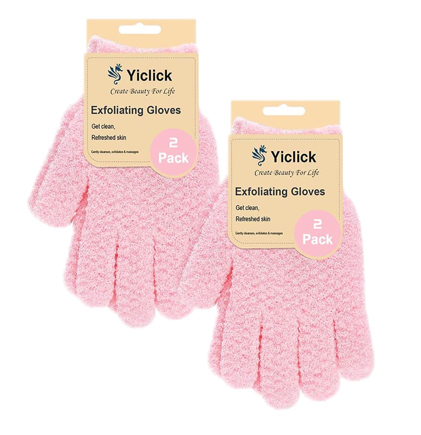 Yiclick Heavy Exfoliating Gloves, Exfoliating Body Scrubber for Bath Shower Exfoliation, Body Scrub Exfoliator for Dead Skin Remover, Exfoliate Sponge Loofah Washcloth Mitt Men Women
