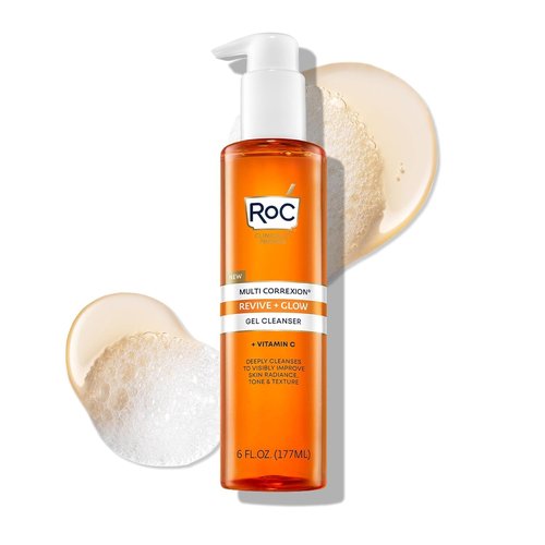 RoC Multi Correxion Revive + Glow Gel | Vitamin C Facial Cleanser with Glycolic Acid - 6 Ounces