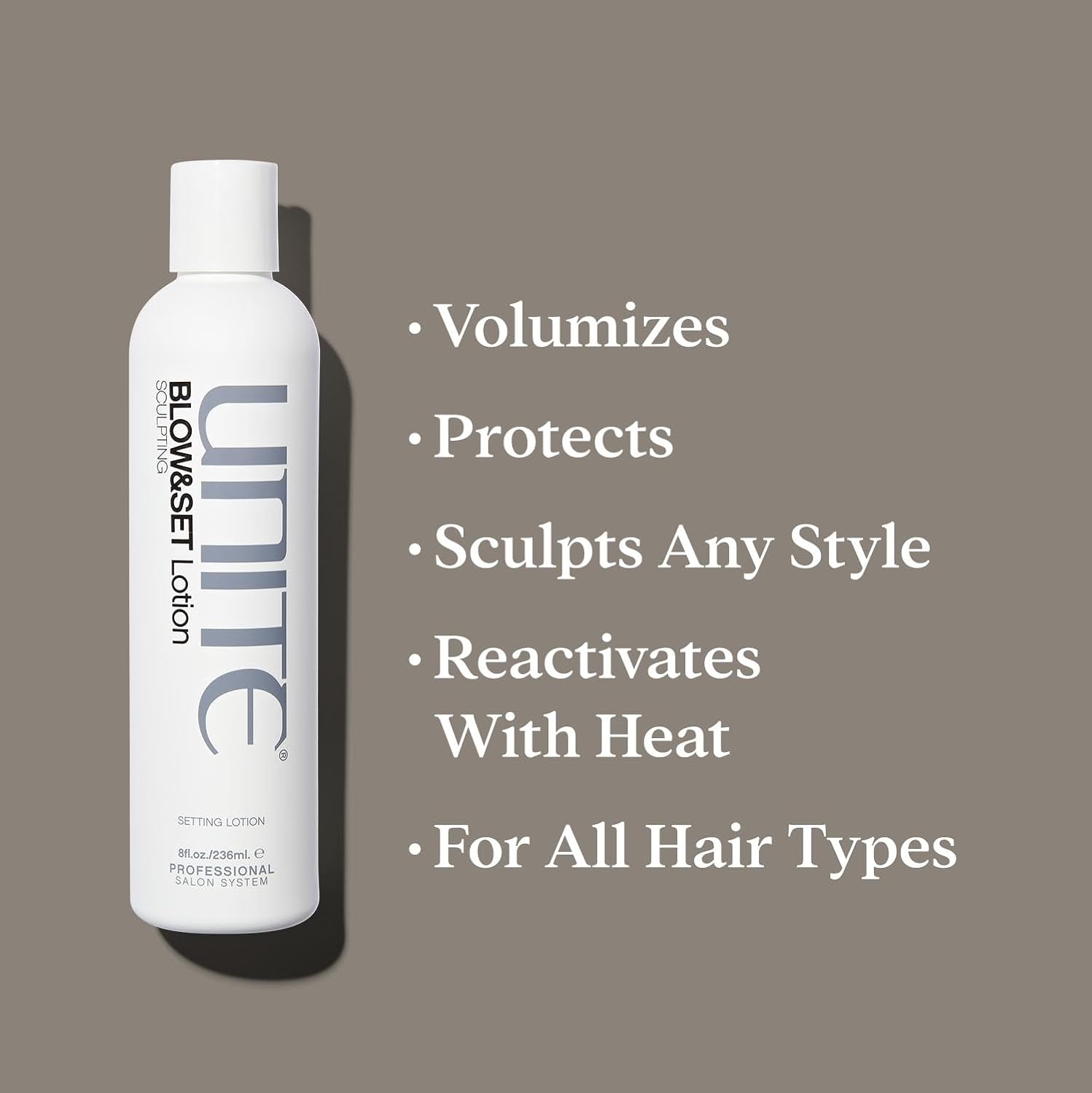 UNITE Hair BLOW&SET Lotion - Heat-Activated Sculpting for Volume & Flexible Hold - 8 Fl Oz