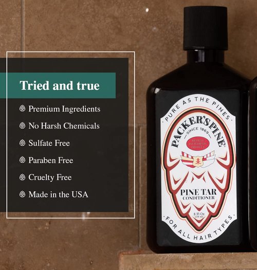 Packer's Pine Tar Conditioner - Natural Psoriasis Relief for Men with Pine Oils | 8 Fl Oz