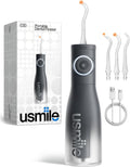 Usmile C30 Cordless Water Flosser - 300ml Tank, 5 Pressure Levels, S-Shaped Nozzles | Portable & Waterproof (Black)