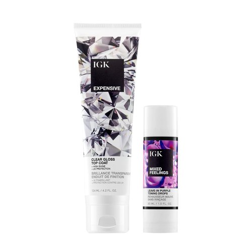 IGK Mixed Feelings Leave-In Blonde Toning Drops - Expensive Shine Gloss Treatment | Vegan Hair Color Maintenance & Styling Duo
