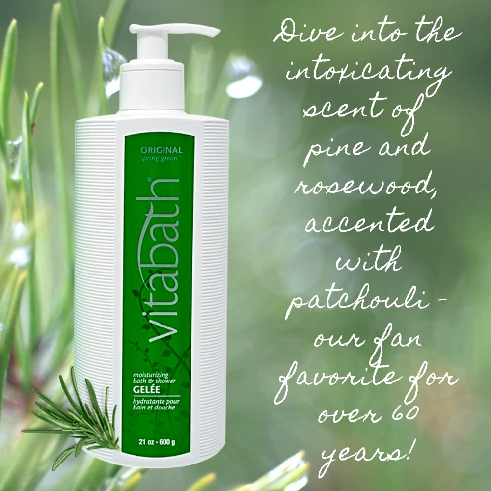 Vitabath Original Spring Green Bath & Shower Gel - Hydrating Botanical Skin Rejuvenation, 21 oz