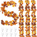 Helimoto Fall Maple Leaf Garland 4 Pack - 23.6FT Autumn Halloween Decor - Brownyellow