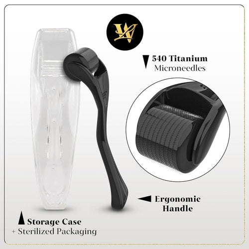 Derma Roller for Skin, Hair & Beard – Women and Men Titanium Microneedling Roller for Face & Scalp, Safe & Easy to Use 0.25mm