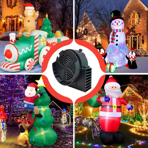 12V 1A Blower Fan Replacement with 6.6ft Light String for Halloween & Christmas Inflatable Decorations - Adapter Included