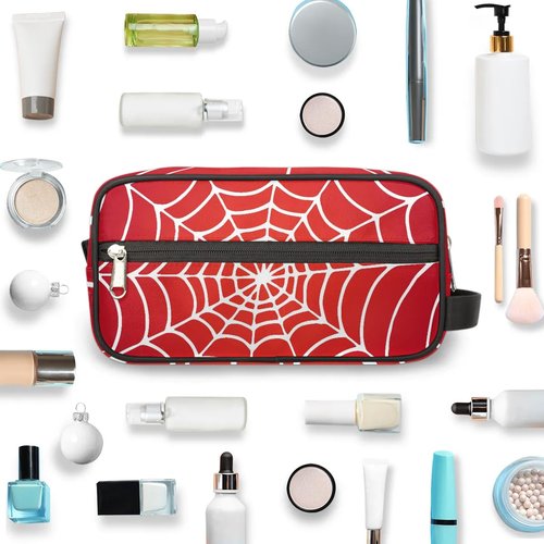 LLCXCSI Travel Toiletry Bag for Boys Kids, Red Spider Web Waterproof Hanging Dopp Kit for Men, Shaving Bag with Large Capacity for Travel, Sports, Shower