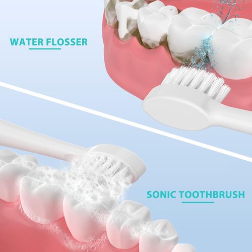 Replacement Brush Heads for Waterpick Sonic Fusion 2.0 Flossing Toothbrush with Cover, Compact, 5 Count White, Soft Bristles, Compact Size