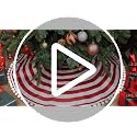 Christmas Tree Skirt 48 Inch Red White Rings with Pom Pom Trim - HOHOTIME Variation