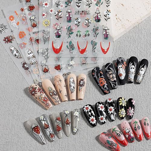 Halloween Nail Art Stickers Pumpkin Ghost Spider Web Self-Adhesive Set - Style16