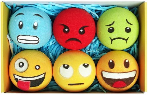 HZEX Large Emotion Face Bath Bombs Set of 6 – Fun Emoji-Inspired Spa Fizzies – Handmade with Shea Butter, Cocoa Butter & Essential Oils – Moisturizing Gift Set for Women, Men & Kids