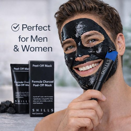 SHILLS Charcoal Mask for Men - Deep Cleansing Formula with Brush Set | 1.69 fl. oz