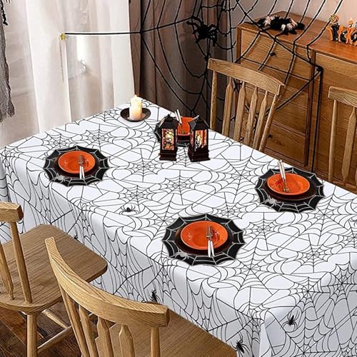 Spider Web Halloween Placemats Set of 6, Black Cotton Washable Table Mats