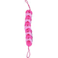 Spa Savvy Bath Loofah Back Scrubber, Long Stretch Mesh Shower Body Sponge with Rope Handles, Exfoliating Braided Pouf for Men and Women, Pink