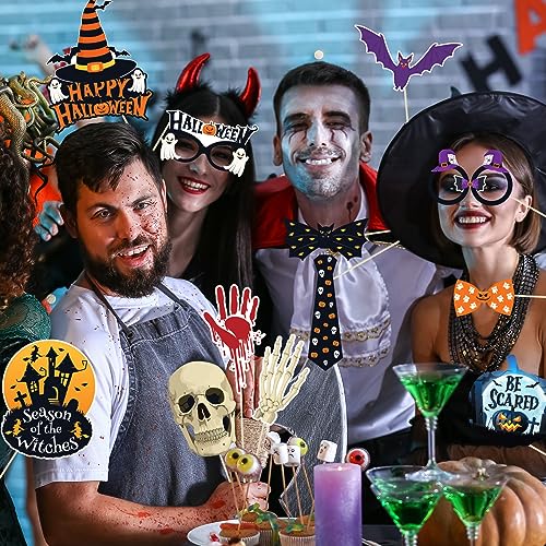 Halloween Photo Booth Props Set - 38 Pcs Trick or Treat Party Decorations