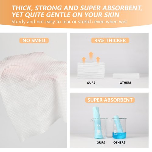 eggs sound Disposable Face Towel with Bamboo Drawer Storage Box - Face Towelettes Disposable XL, Facial Towels Makeup Organizer for Clean Face Towels, Makeup Remover Washcloths 50 Ct-Black Box
