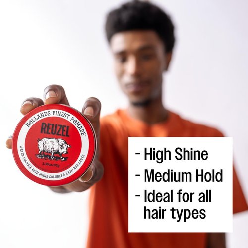Reuzel Red Pomade - Medium Hold, Water Soluble Styling for All Hair Types | High Shine & Easy Wash Out