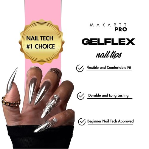 MakarttPro GelFlex Soft Gel Tips 500pc Box – Long Square Shape – 14 Sizes 00–9 – Clear Soft Gel Extensions – Easy to Apply, Lightweight, Professional Salon Quality