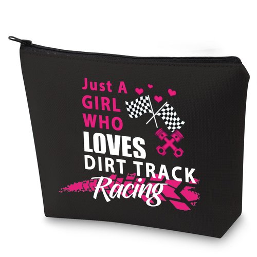 G2TUP Racing Lover Gifts Dirt Track Racing Makeup Pouch Just A Girl Who Loves Dirt Track Racing Racer Zip Pouch (Racing Lover makeup bag)