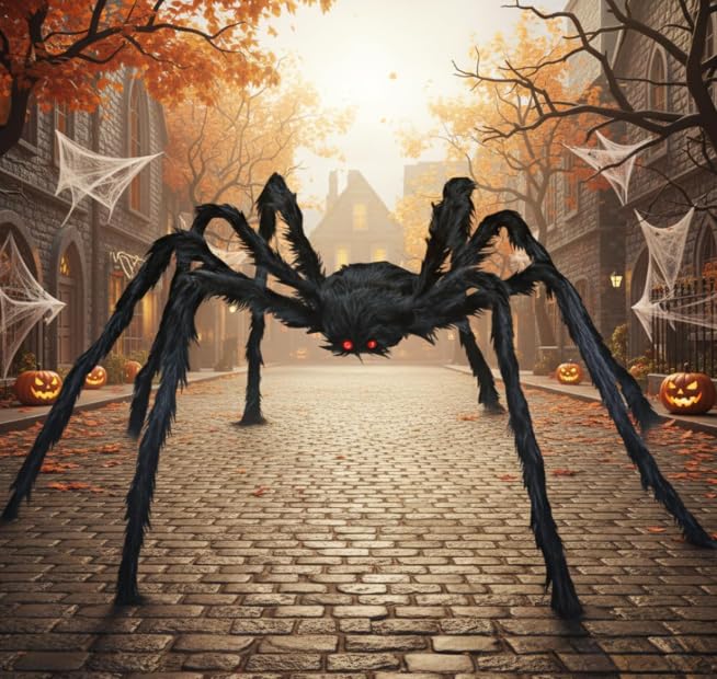 Black 6.5 Ft Foldable Halloween Giant Spider Outdoor Decoration