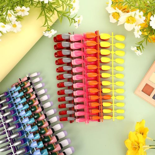 Maitys 720 Pieces 30 Sets Medium Square False Nails Artificial Ballerina Glossy Press on Nails Solid Color Coffin Fingernail for Women Girls Accessories(Retro Colors)