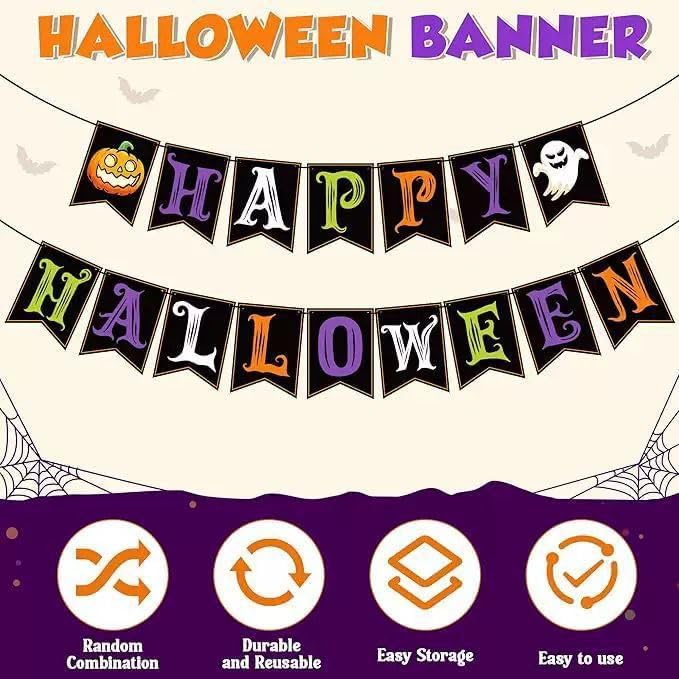 Halloween Banner and Garland for Party Decorations - Spooky & Reusable