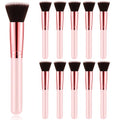 Tanlade 10 Pcs Makeup Brushes Bulk Flat Top Foundation Brush Liquid Cream Powder Foundation Contour Blush Concealer Eye Shadow Blending Liner Make up Kit for Wedding Artist(Pink)