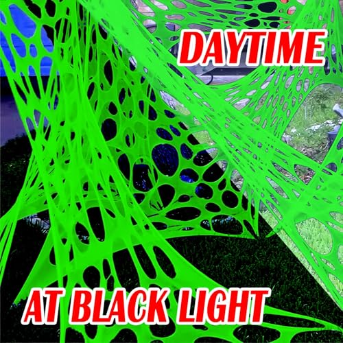 Giant Green Halloween Spider Web Netting - 1400 Sqft Outdoor Decoration with Glow in The Dark Spider, 48FT x 4FT Variation of This Listing