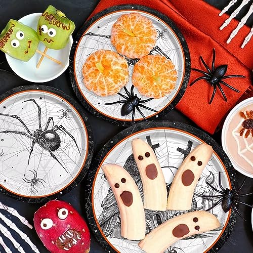 Halloween Spider Webs Party Supplies Set for 50 Guests with Plates & Napkins