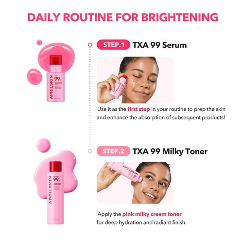 APRILSKIN TXA+Niacinamide 99 Pink Milky Toner | 99% High-Purity TXA 3%+ Niacinamide 5% for Brightening | Highly Concentrated Cream Toner | Deep Moisturizing Formula for Dull Skin | 5.07 fl.oz.
